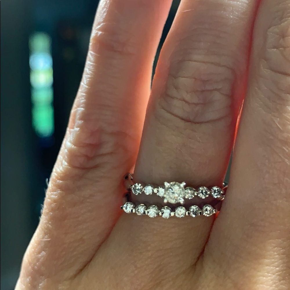 14k White gold 3/4 carat total weight wedding set